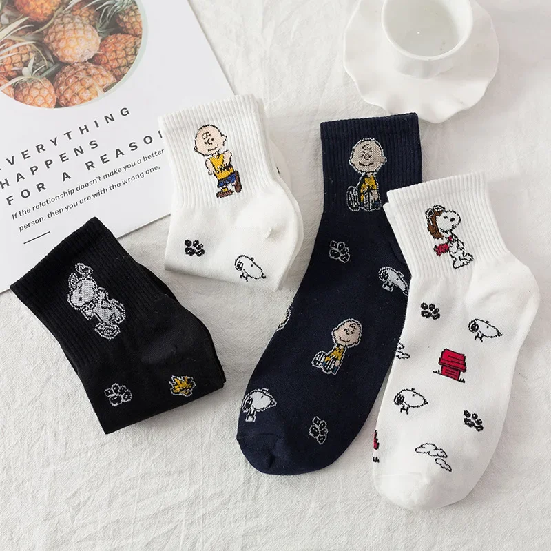 Snoopy Cotton Mid-calf Socks Female Cute Trend Cartoon Casual Versatile Student Korean Version Sports Sock Male Thin Clothes