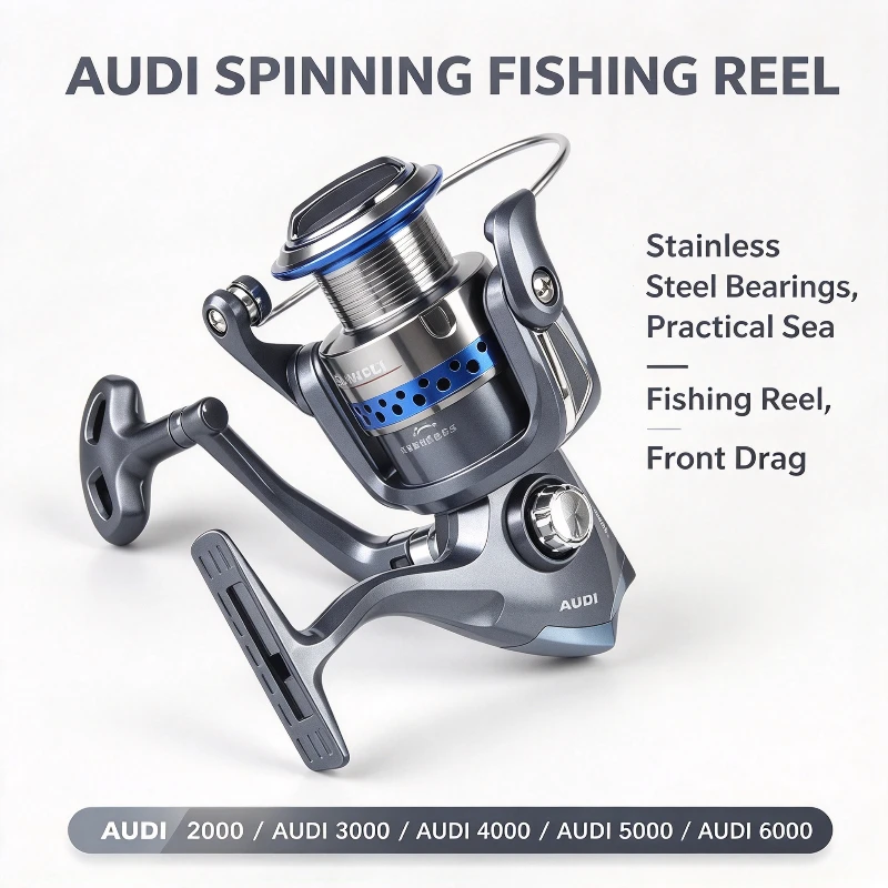 Teben Ad Spinning Reel 1 Bearing 5.1:1 Saltwater Proof Metal Sloped Spool Reversible Handle Sea Rock Lure Fishing Tackle 450g