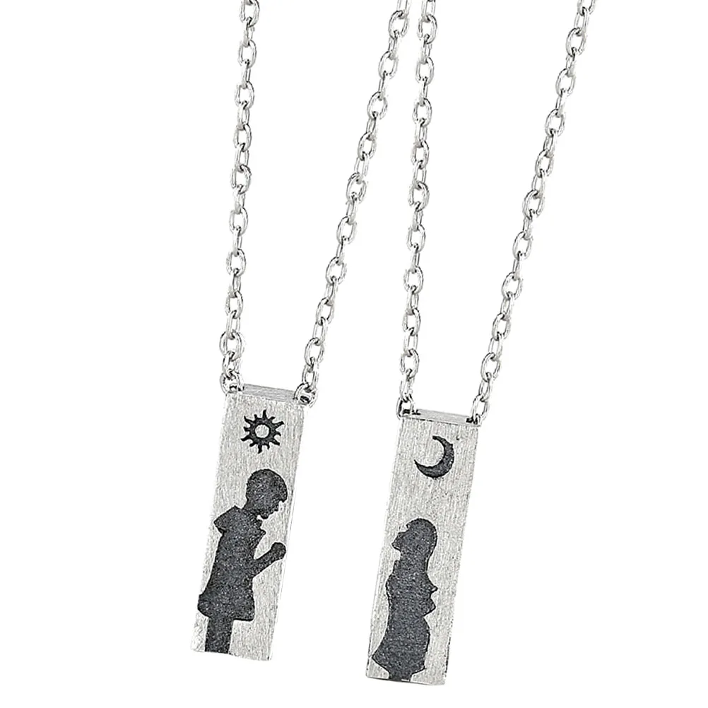 

2Pcs Couple Necklace Silver Adjustable His Her Matching Necklaces Promise Gifts for Anniversary Birthday Wedding Jewelry