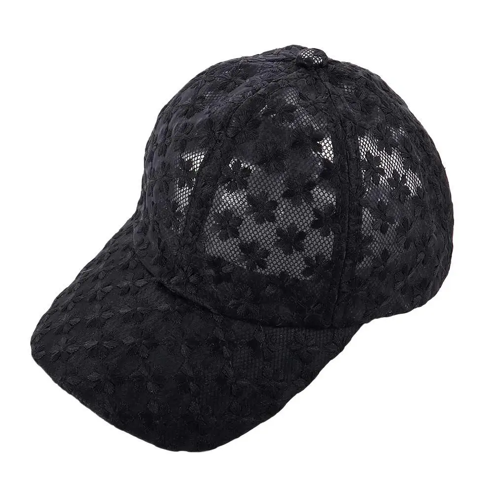 

Casual Adjustable Korean Women Outdoor Hip Hop Visors Cap Mesh Hat Lace Flower Baseball Cap