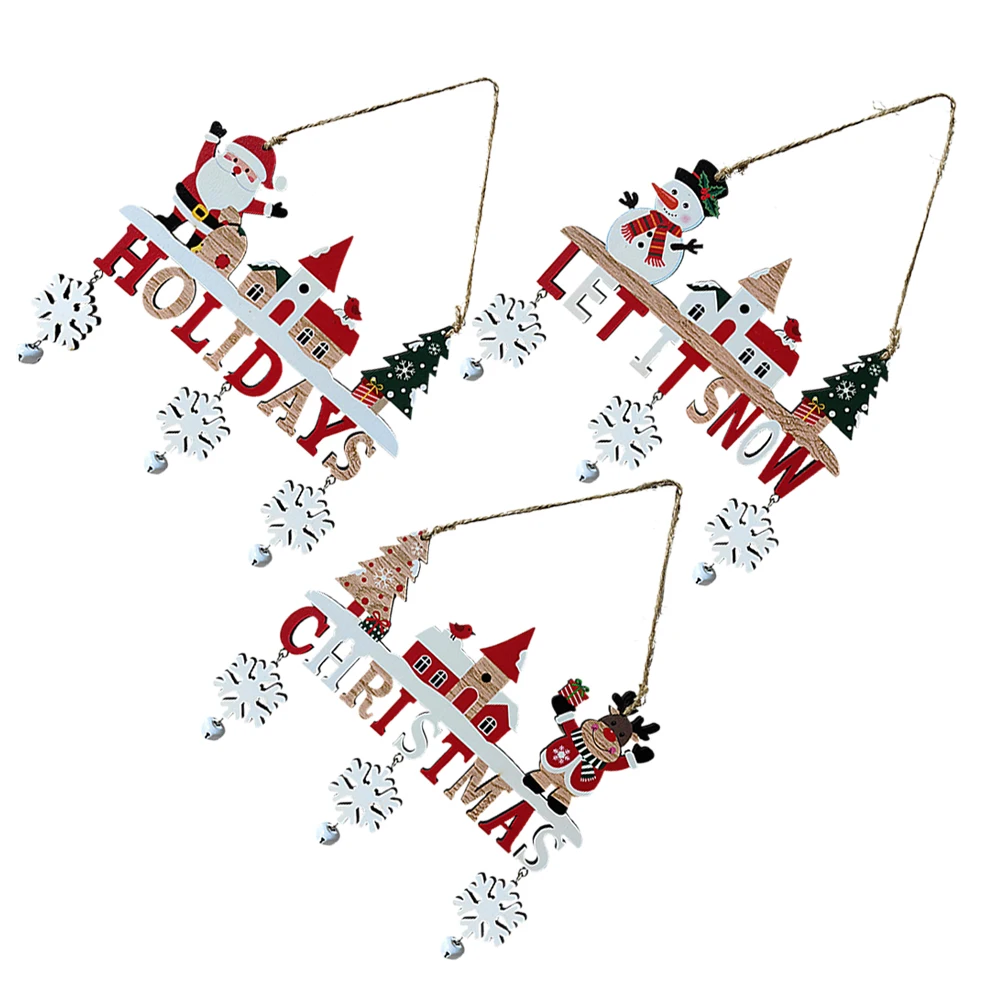 

3 Pcs Wooden Pendant Hanging Ornaments Winter Decor for Christmas Tree Indoor Decoration