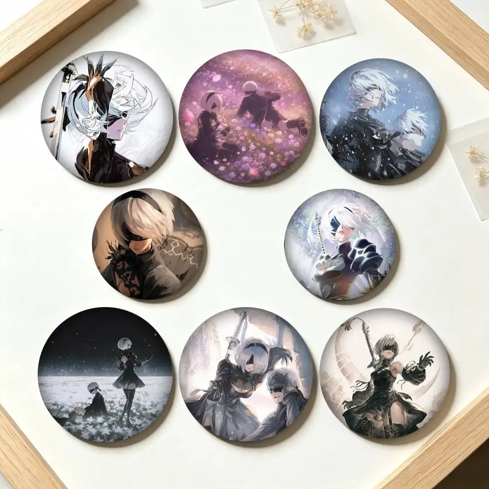 N-NieR Automata YoRHa 2B  25mm 32mm 44mm 58mm 75mm Brooches Badges Pins for Accessories Gift