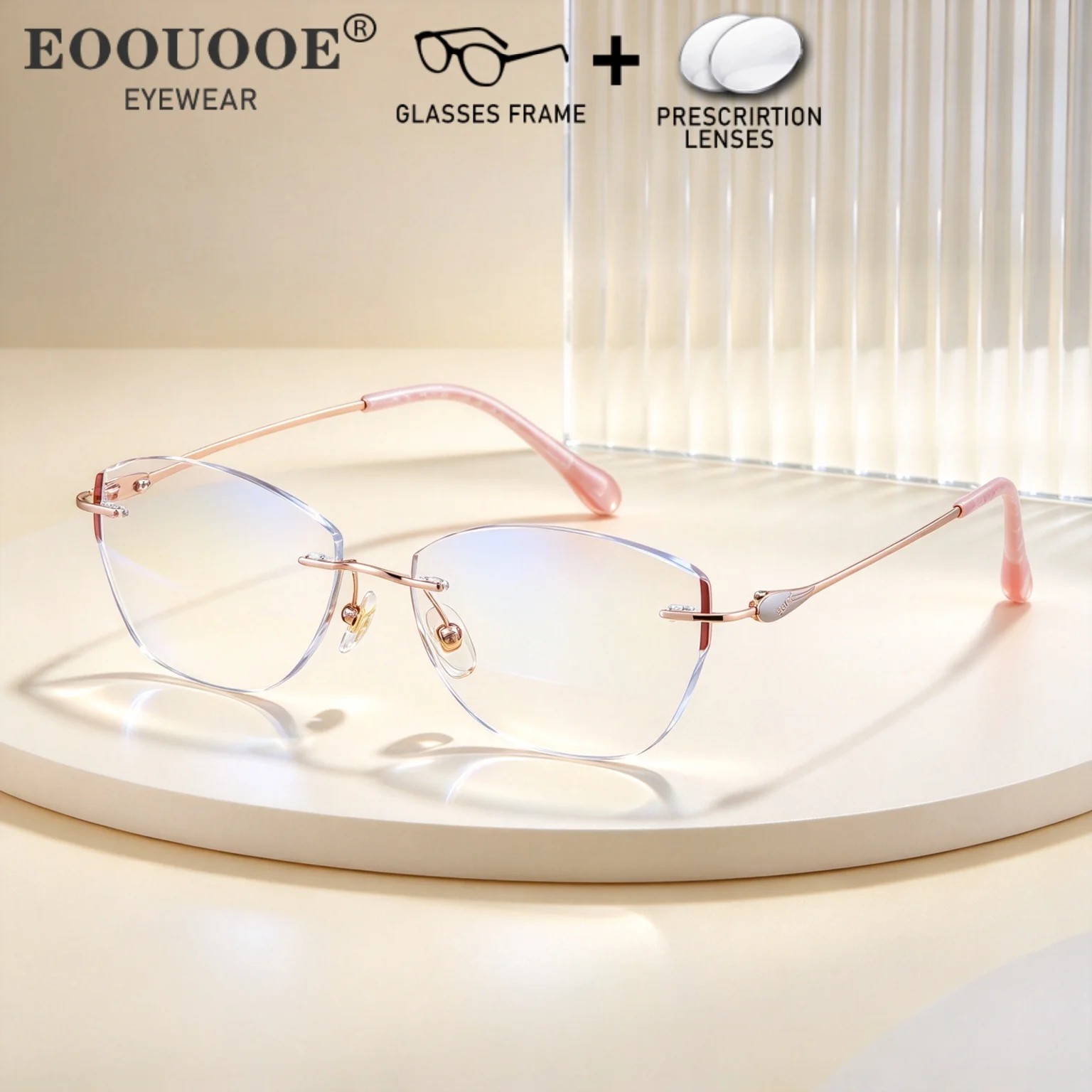 New 2027 Cat Eye Glasses Pure Titanium Women Computer Anti Blue Light Eyeglasses Scratch Resistant Prescription Lenses Recipe
