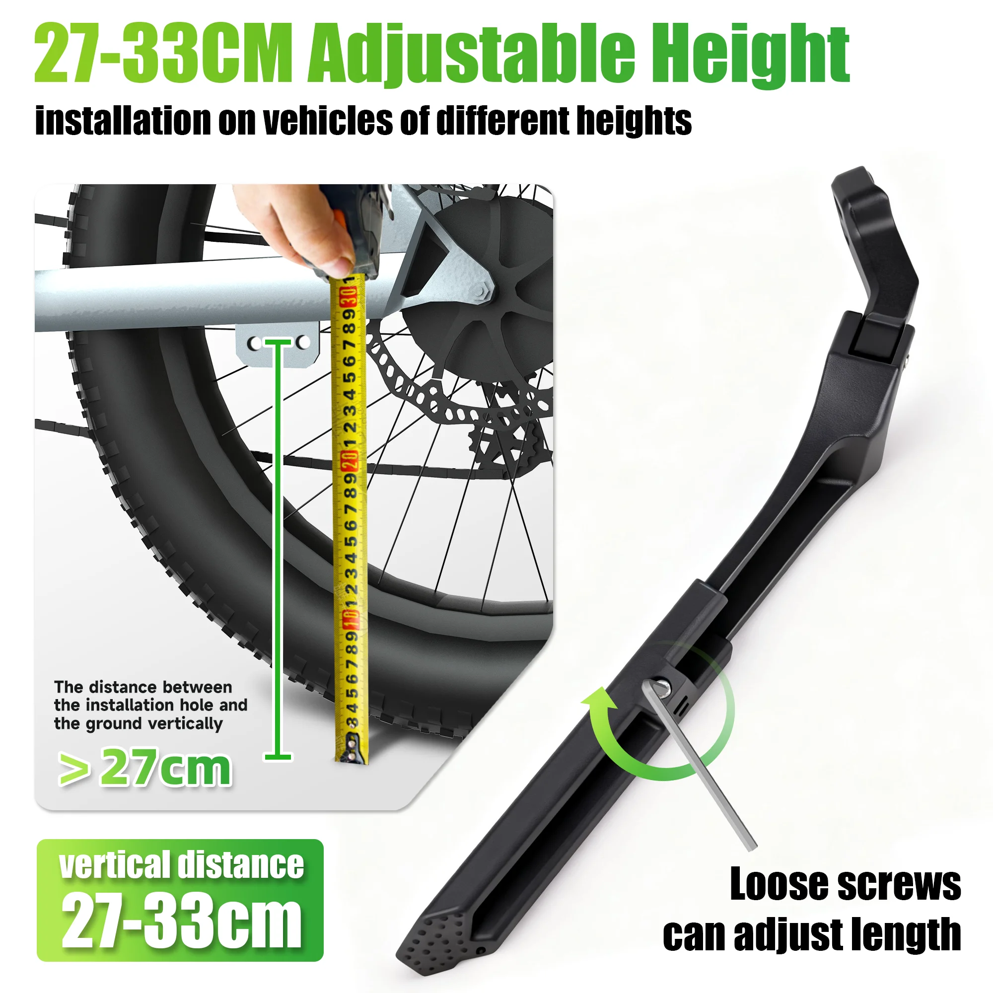 RBRL Electric Bicycle Kickstand Widen Base Anti Slip Bicycle Stand for 26-29