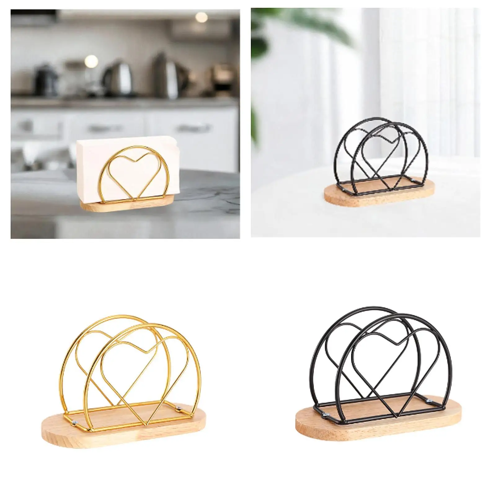 Napkin Holder for Table Wooden Upright Napkin Dispenser Heart Shape Tissue Storage for Countertop Home Party