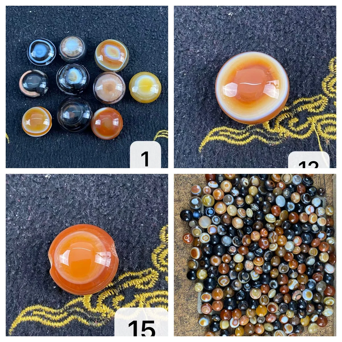 1bag/lot Round Eye Pattern Agate Dzi Bead with Sheep Plate Bead, Weathered Patina, Tibetan Loose Beads for Bracelet and Necklace
