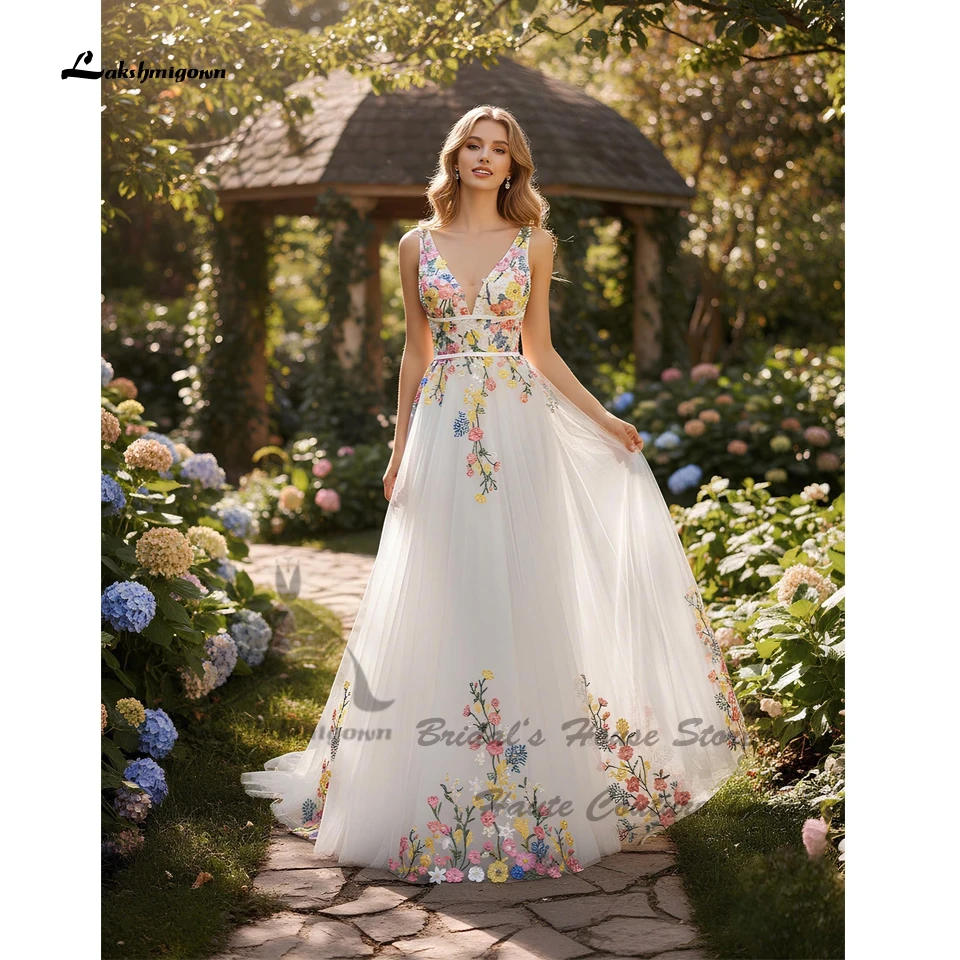 Lakshmigown Floral Lace Corset Wedding Gown Tulle 2026 Vestidos Sexy  Backless Beach Bridal Dress A Line Customized Bride Dresses - AliExpress