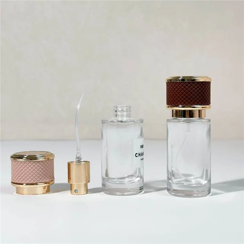 Empty Perfume Bottle Leather Refillable Perfume Bottle Screw Neck Perfume Bottle Clear For Portable Fragrance Carrying Travel
