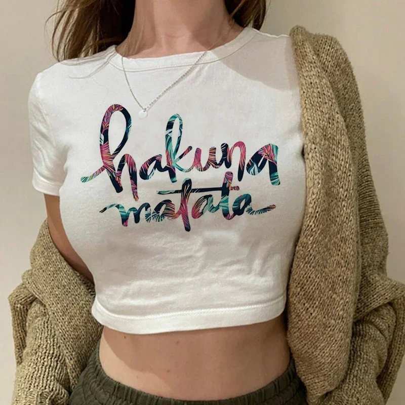 Funny 90s The Lion King  Crop Top  T Shirt Cropped Harajuku T-shirt Hakuna Matata Tshirt Women Top Tees Female Clothes