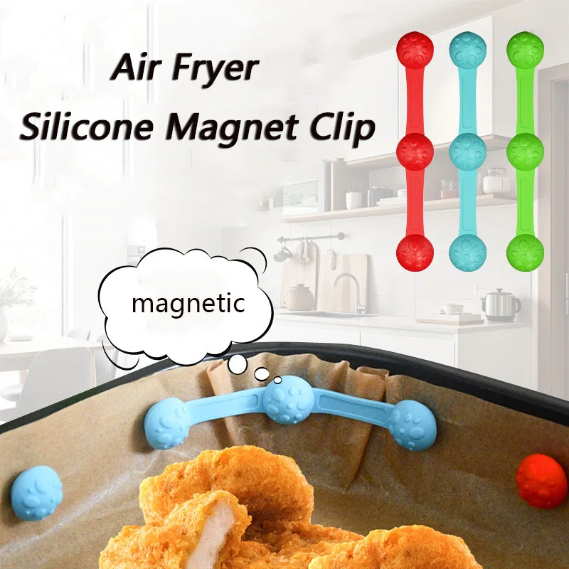 Luftfritteusen-Magnetschnalle, universeller Silikon-Magnetclip, hochtemperaturbeständige Befestigungswerkzeuge zum Aufbewahren von Luftfritteusenpapier