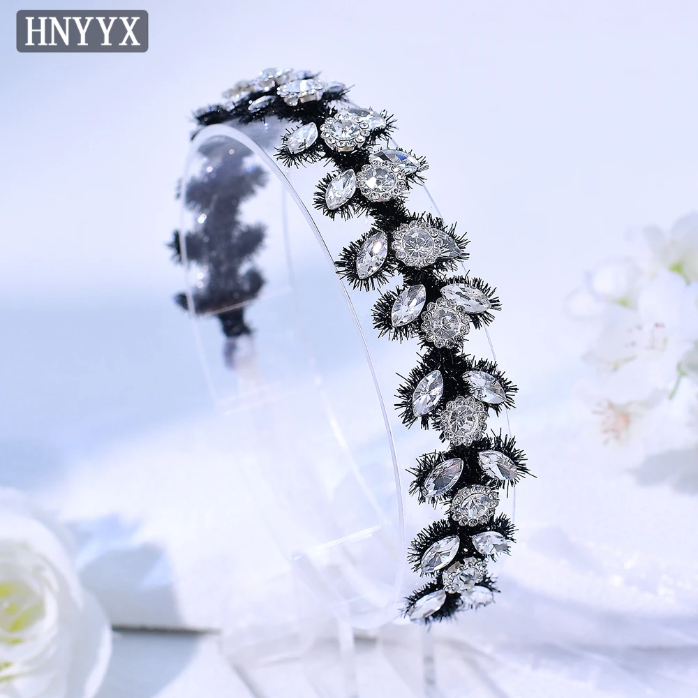 

HNYYX Ladies' Rhinestone Belt Sparkling Prom Party Belts Black Handmade Waist Decoration Dress Jewelry Accessories SA375