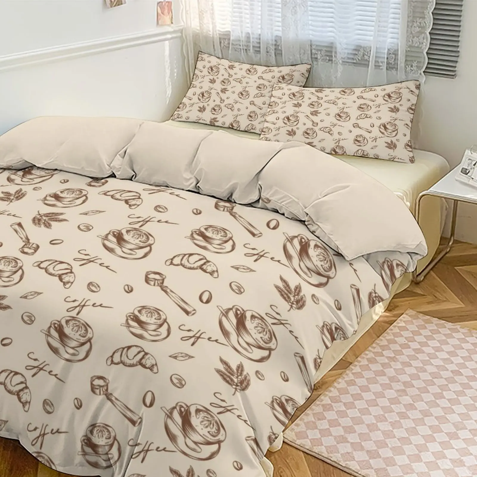 

Cozy High - Quality Skin - Friendly Fabric Retro - Style Thickened 3 - Piece Bedding Set (Duvet Cover + 2 Pillowcases)