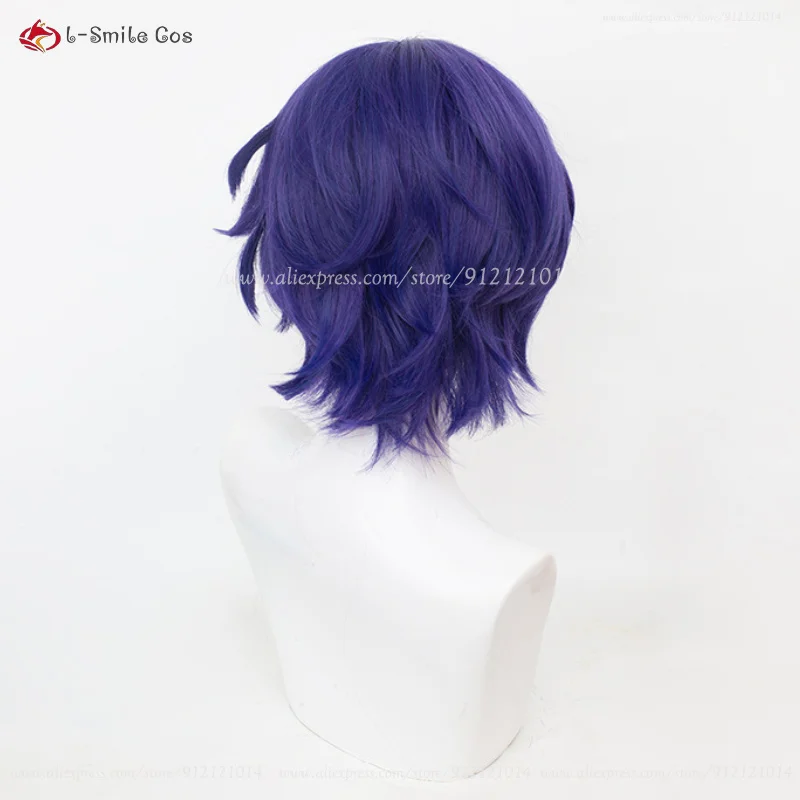 Anime Hbackpack Dr Ratio Cosplay Perruque, Mèches Bleues et Violettes, Ratio Dr Veritas, Intelligentsia Guild, Heat Degré, Cheveux Synthétiques, 35cm