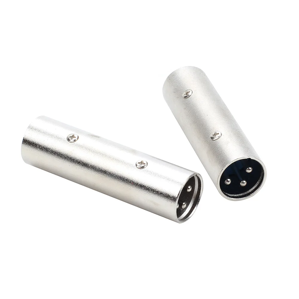 High Quality 3 Pin XLR Plug Nickel Plated Coupler Male Gender Changer Audio Microphone Adapter