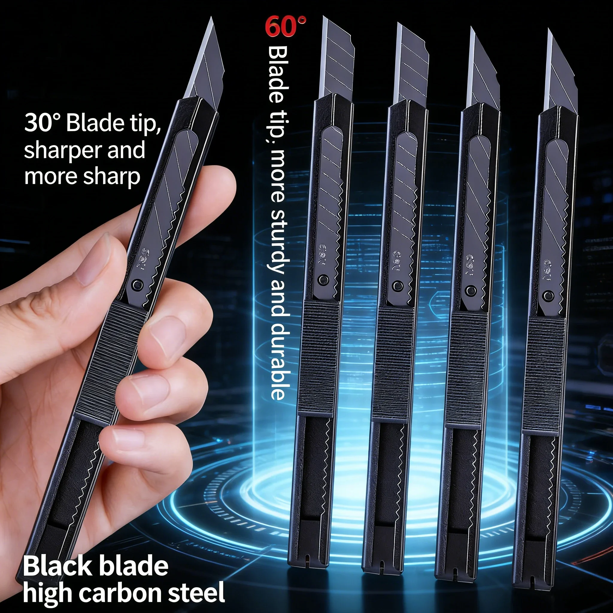 30-Degree Tungsten Black Blade Knife | Industrial Steel Utility Cutter for Art Students | Precision Carving & Unboxing Tool