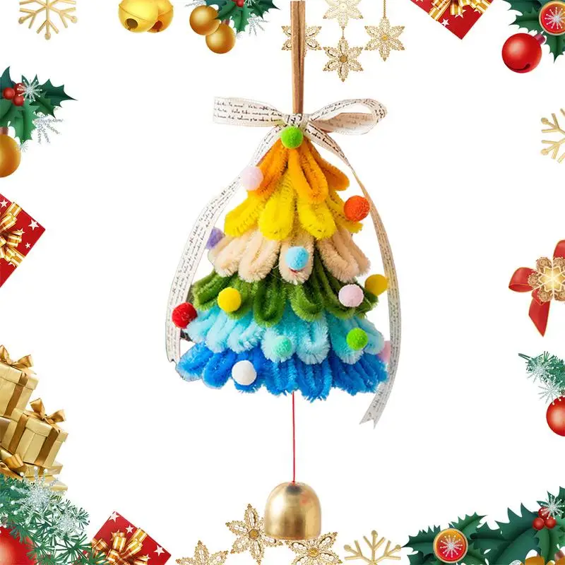 Christmas Pipe Cleaners Set Christmas Tree Branch Craft Pipe Cleaners With Bell Children's Handmade Material Package Winter