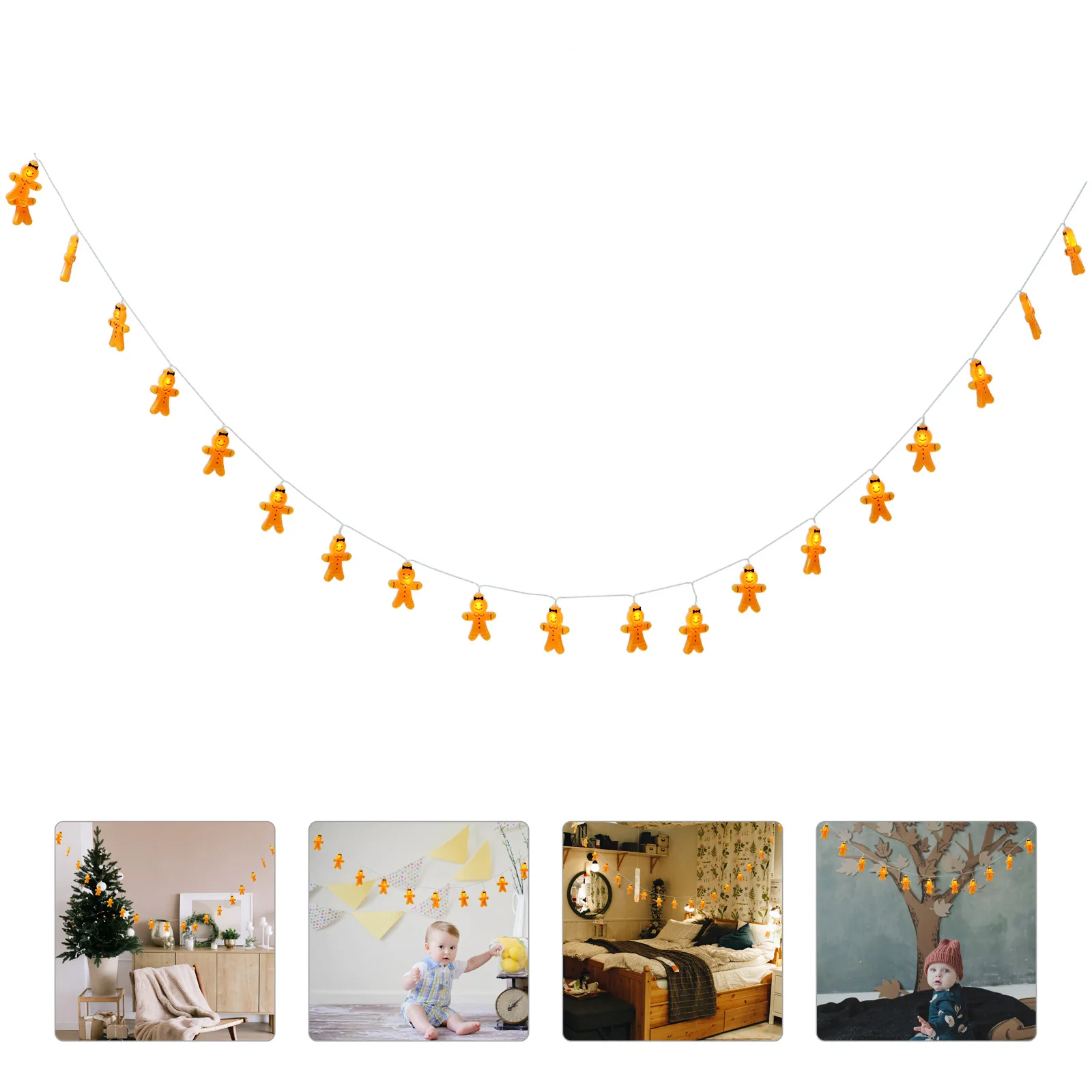 عيد الميلاد الزنجبيل رجل سلسلة مصباح احتفالي داخلي عيد الميلاد ضوء ديكور حفلة عطلة Led أضواء ملونة معلقة سلسلة الزخرفية #2