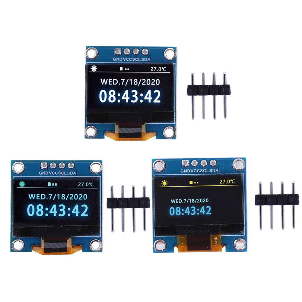 0.96inch OLED LCD LED Display Module 4pin IIC 3.3-5V SSD1315 Drive White/Blue/Yellow Blue Display for Arduino/Raspberry Pi/BBC