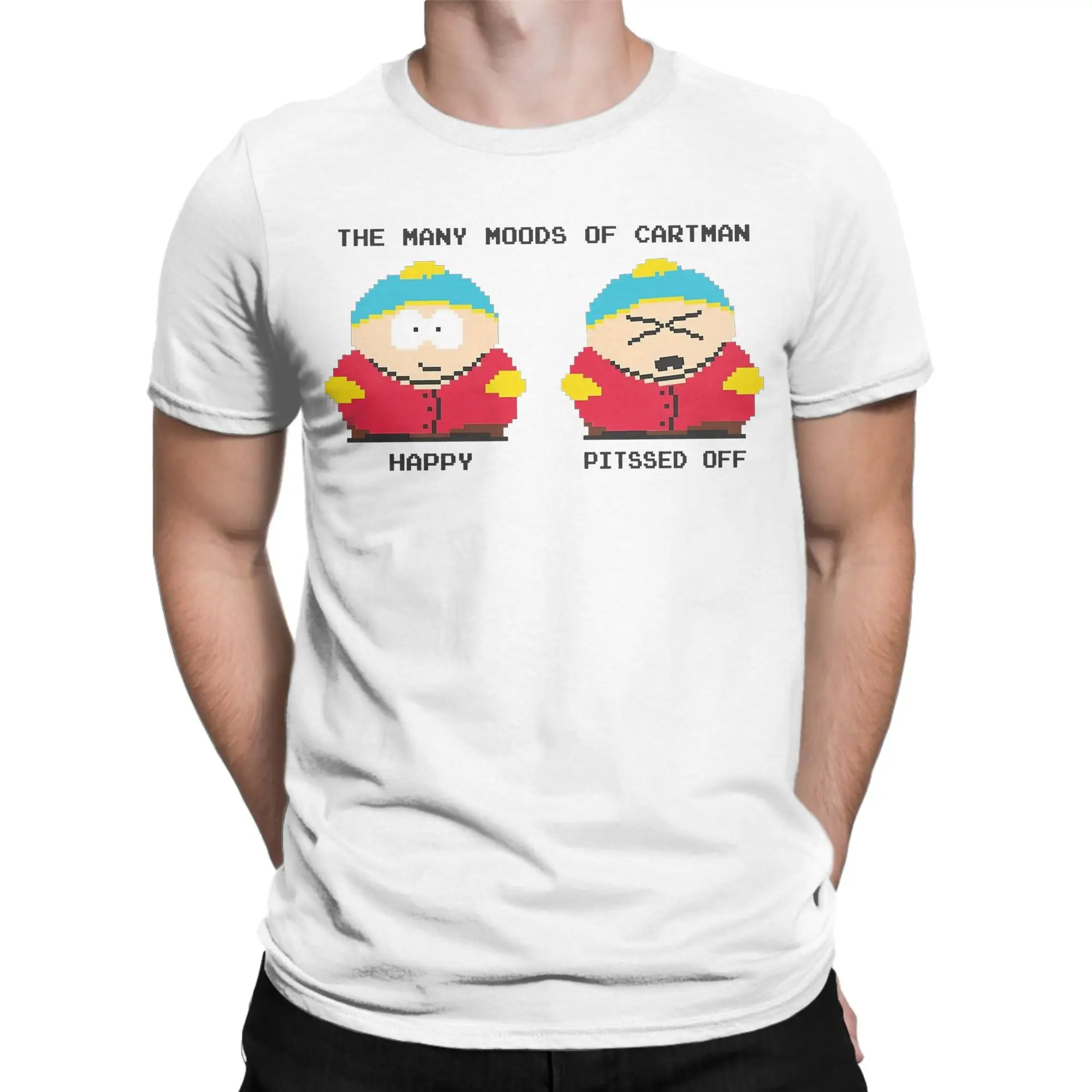 تي شيرت رجالي من Southparks العديد من المزاج من Cartman تي شيرت 100% ملابس قطنية مضحكة بأكمام قصيرة ورقبة دائرية تي شيرت صيفي