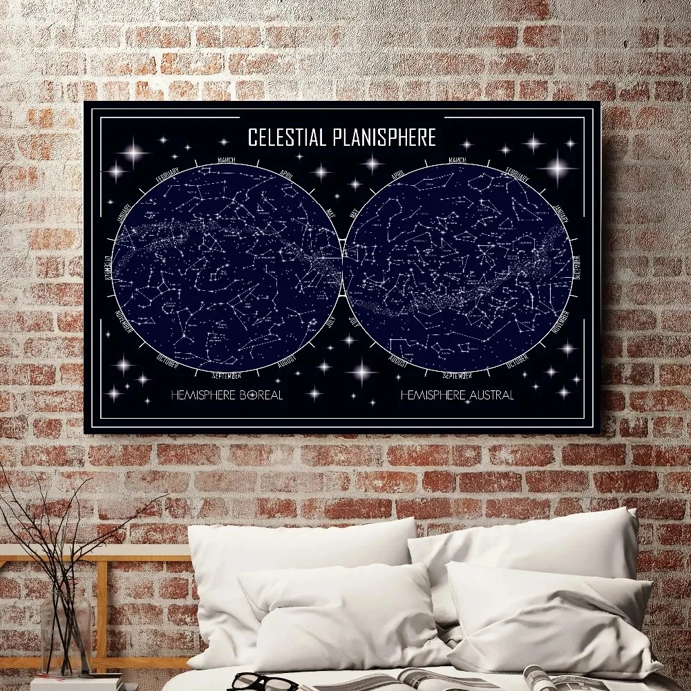 Mapa de estrellas abstracto, planisferio Celestial, cuadro sobre lienzo para pared, carteles nórdicos e impresiones, imagen moderna, decoración del hogar para sala de estar