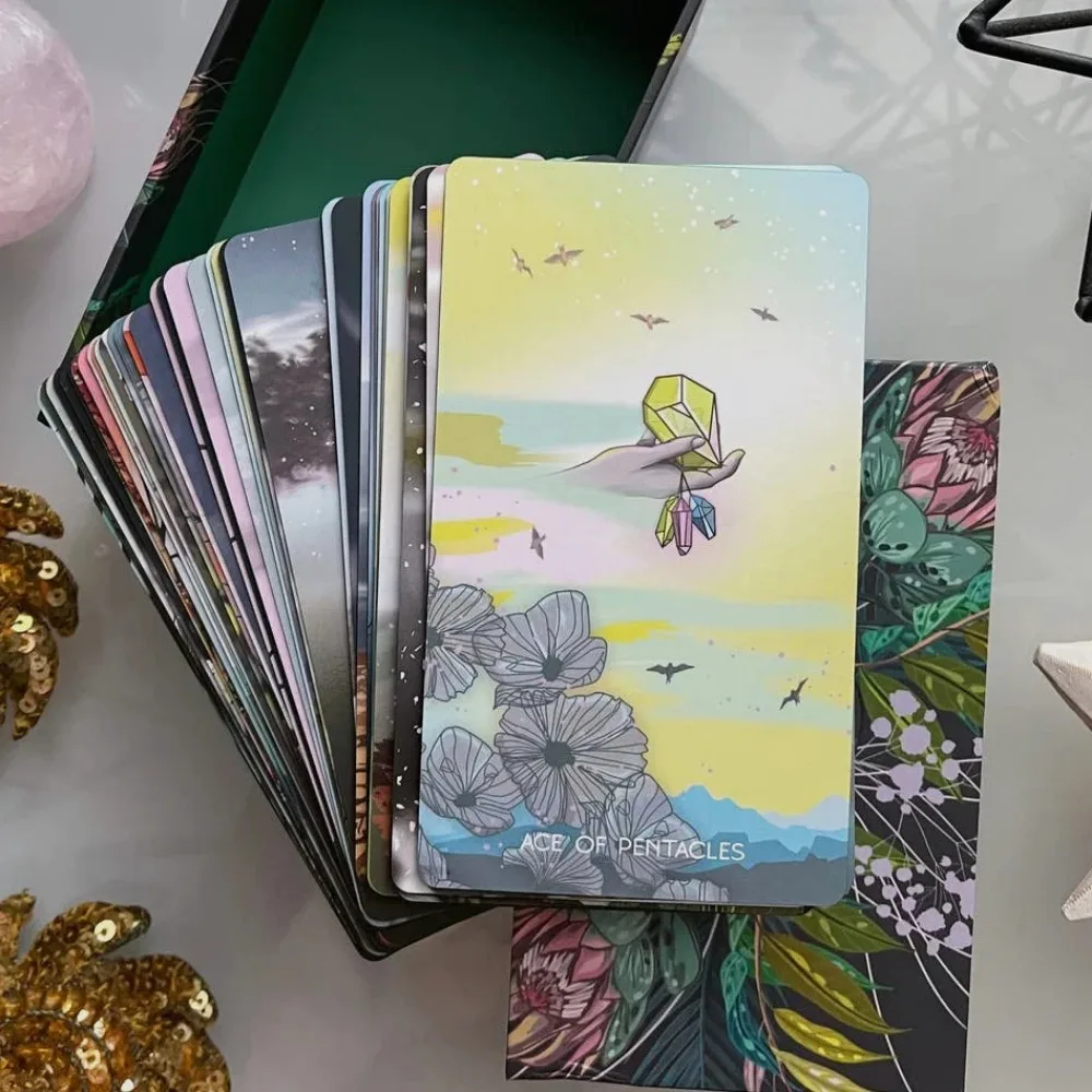 Tarot Meraki inspirowany magii natury i zwierzętami 79 sztuk kart na podstawie Rider Waite System 10,3 * 6 cm