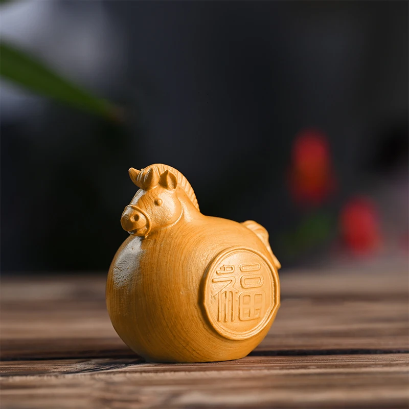 1/2 قطعة فنغ شوي فو الحصان خشبية منحوتة الحصان تمثال جلب حظًا سعيدا 2026 السنة الجديدة زودياك تمثال الحصان ديكور غرفة مكتب المنزل #5