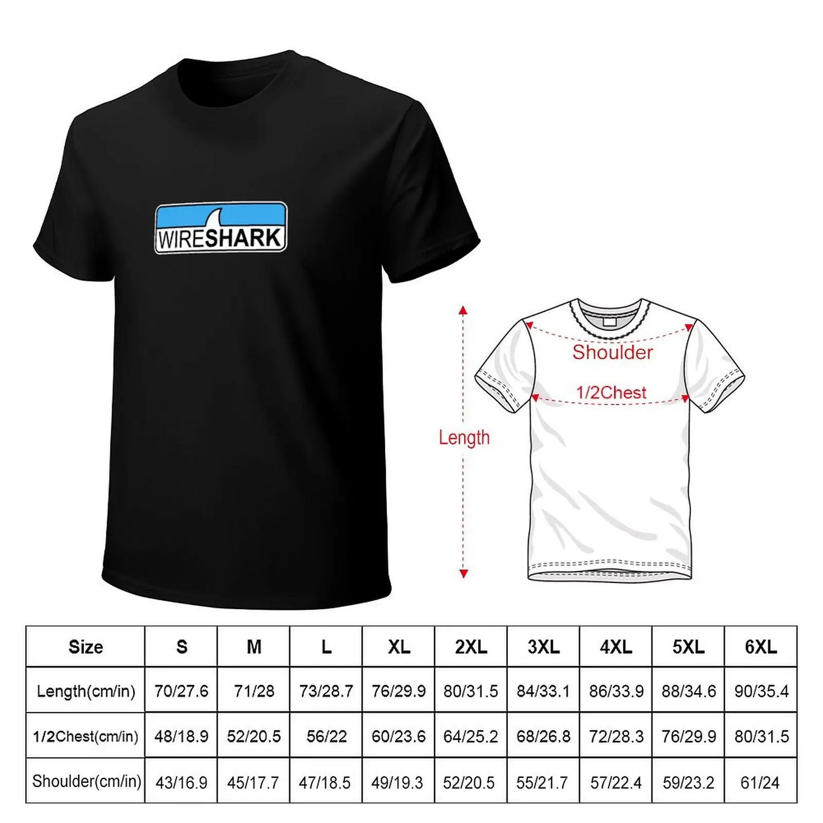 Wireshark Hi-Res Logo Horizontal T-Shirt Big Size Short Sleeve Casual Top
