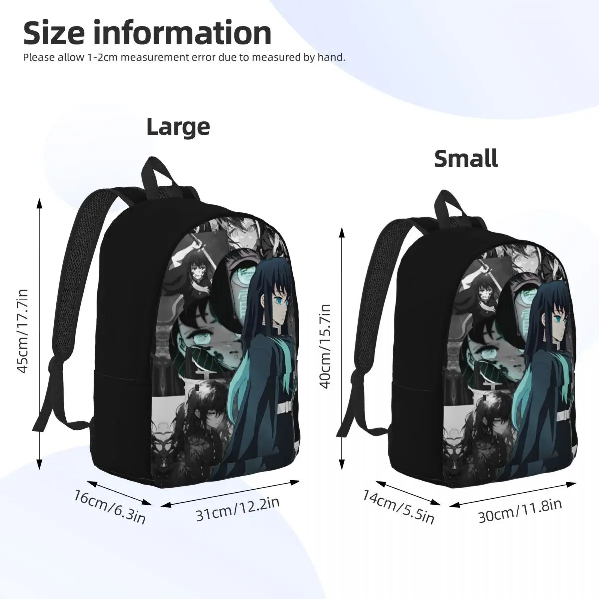 Tokitou mui chirou Rucksack für Jungen Mädchen Kinder Schüler Schule Bücher tasche Anime Dämon Slayer Leinwand Daypack Vorschule Primary Bag Geschenk