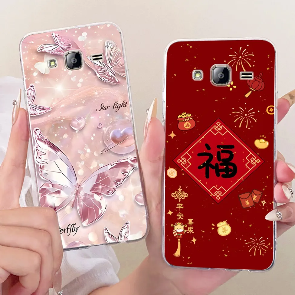 For Samsung J3 2016 Case SM-J320A Transparent Cute Cartoon Fashion Flowers Funny Painted Soft Casing For Samsung Galaxy J3 2016 view 2