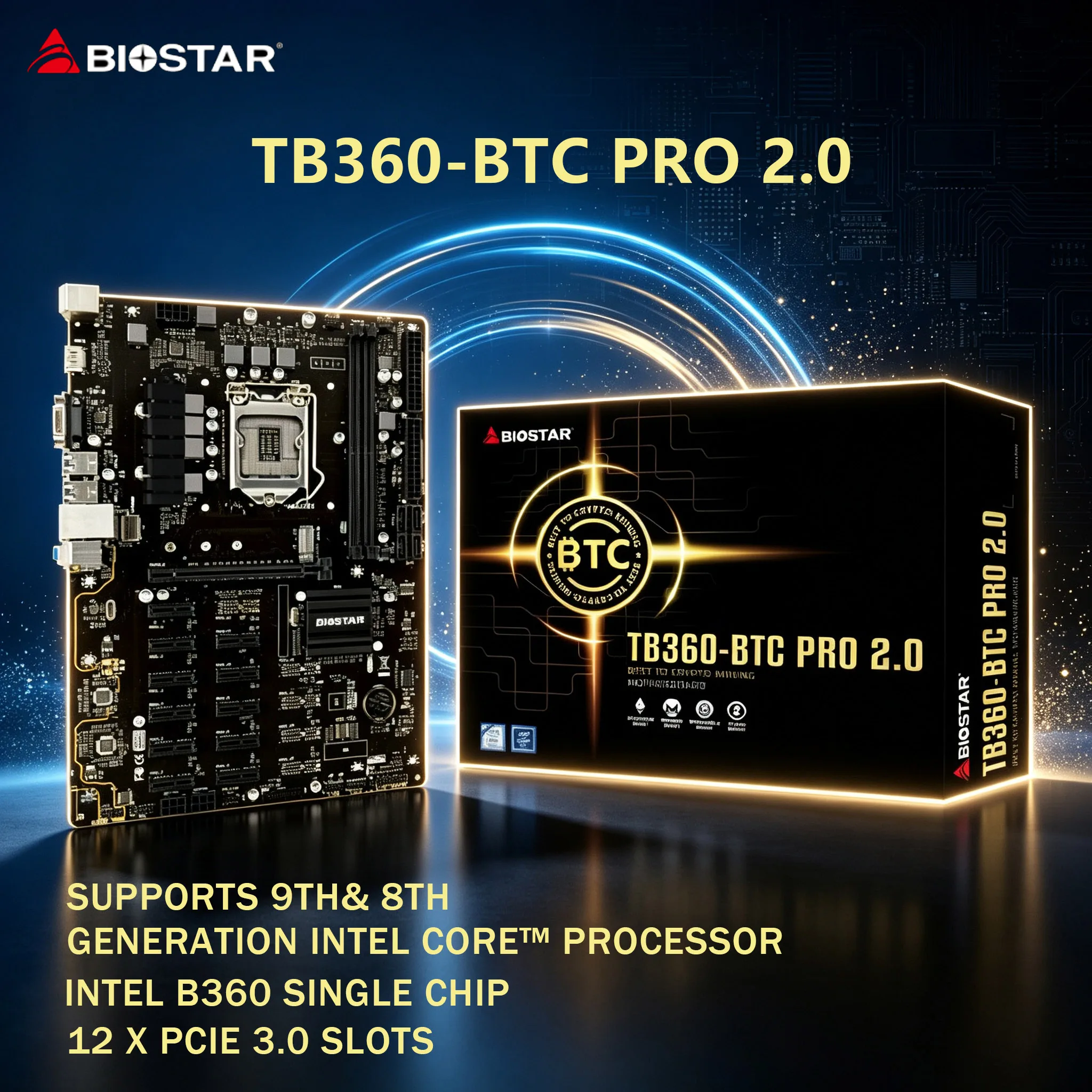 BIOSTAR TB360-BTC PRO 2.0 Mining Motherboard for 8th/9th Gen Intel