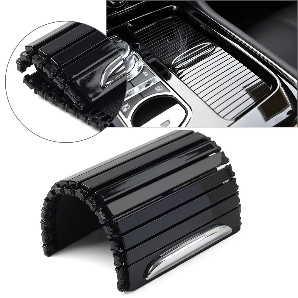 Black Car Center Console Cup Holder Roller Blind 1Pc For Jaguar XJ XJR XJR575 2010 2011 2012 2013 2014 2015 2016 2017 2018 2019