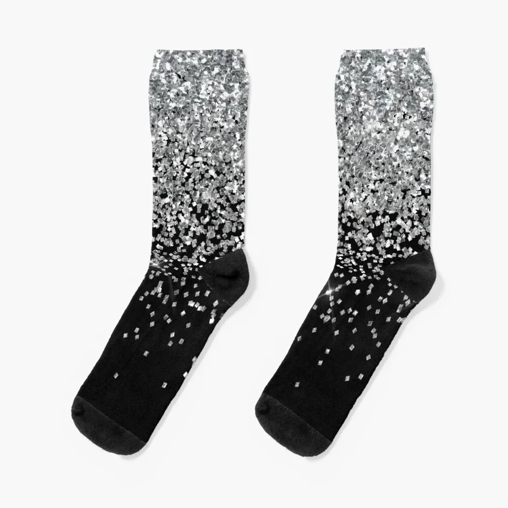 Silver Glitter Socks cotton winter thermal Women Socks Men's