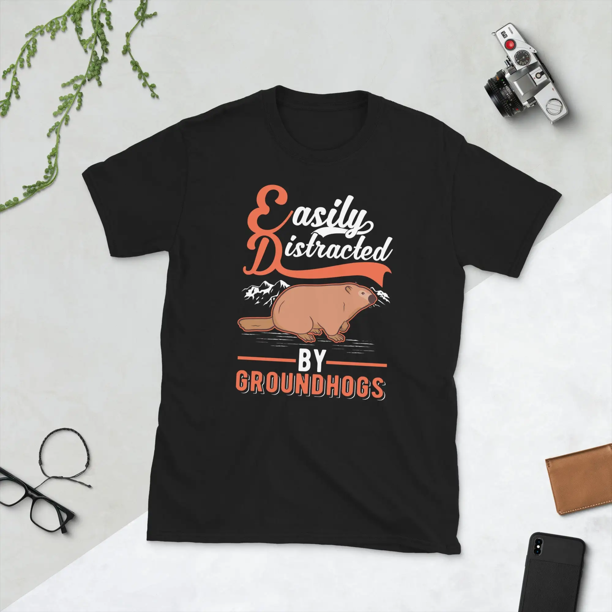 Easily distracted by Groundhogs Marmot Tee Groundhog T-Shirt Ground Hog Gift Groundhog Day Shirt Woodchuck