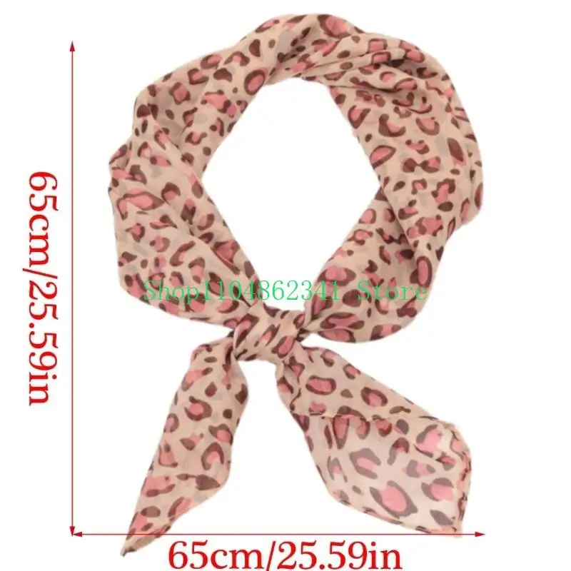 5asd Stylish Leopard Pattern Silk Imitation Scarf Fashion Neckerchief Enhancing Look