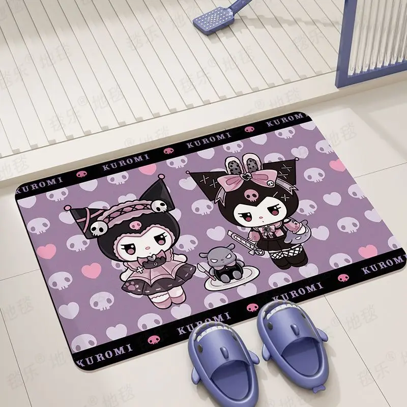 쿠로미 마이 멜로디 만화 규조 진흙 바닥 매트, 욕실 카펫 흡수 패드 변기, 미끄럼 방지, 속건성 발 매트