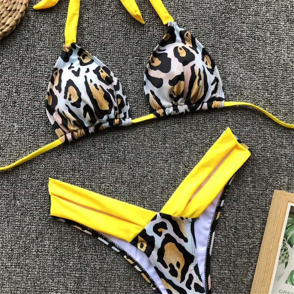 Neues zweiteiliges Bikini-Set, gelb-rosa, mit floralem Muster, brasilianischer Bikini, Damen-Badebekleidung, Badeanzug, Badebekleidung, V1199. – Detail 19
