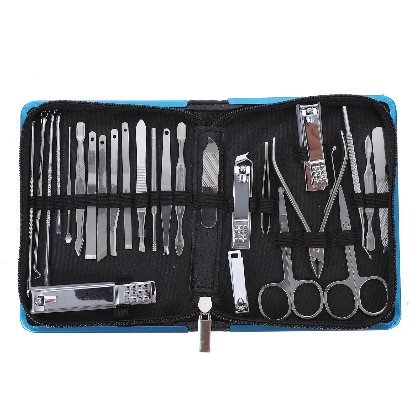 26 pezzi set manicure pedicure tagliaunghie taglio toelettatura kit portatile compatto per la cura delle unghie in acciaio inossidabile per uomini donne bambini