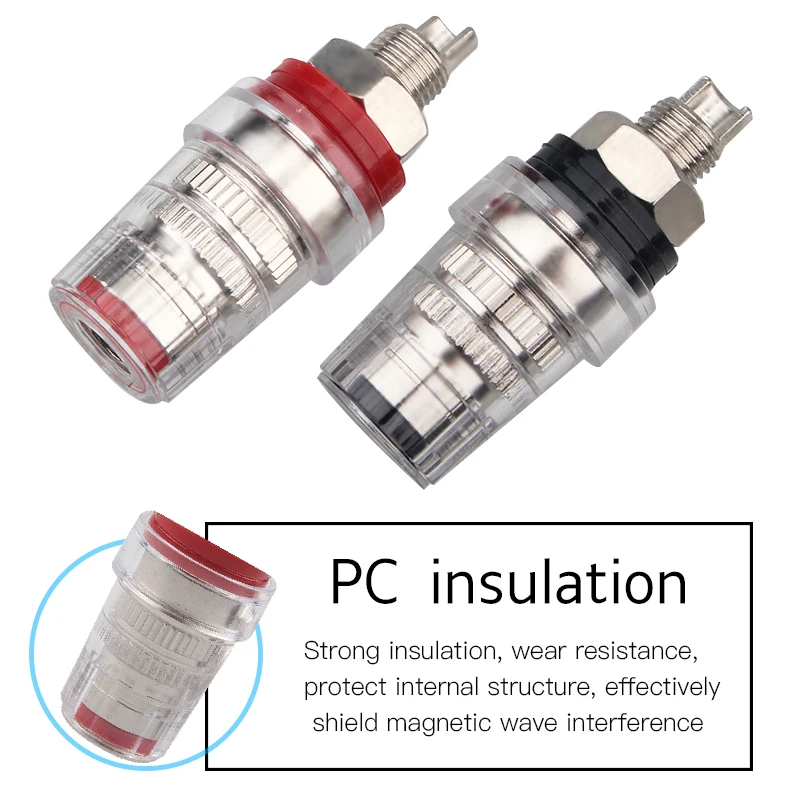 Crystal Transparent Banana Plug Interface Welding-free Short ColumnHifi Terminal Power Amplifier