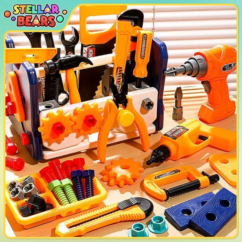 

Pretend Play Repair Tools Kit Children's Tool Box with Electric Drill Saw Screwdriver Wrench Hammer Disassemble Educational Toys