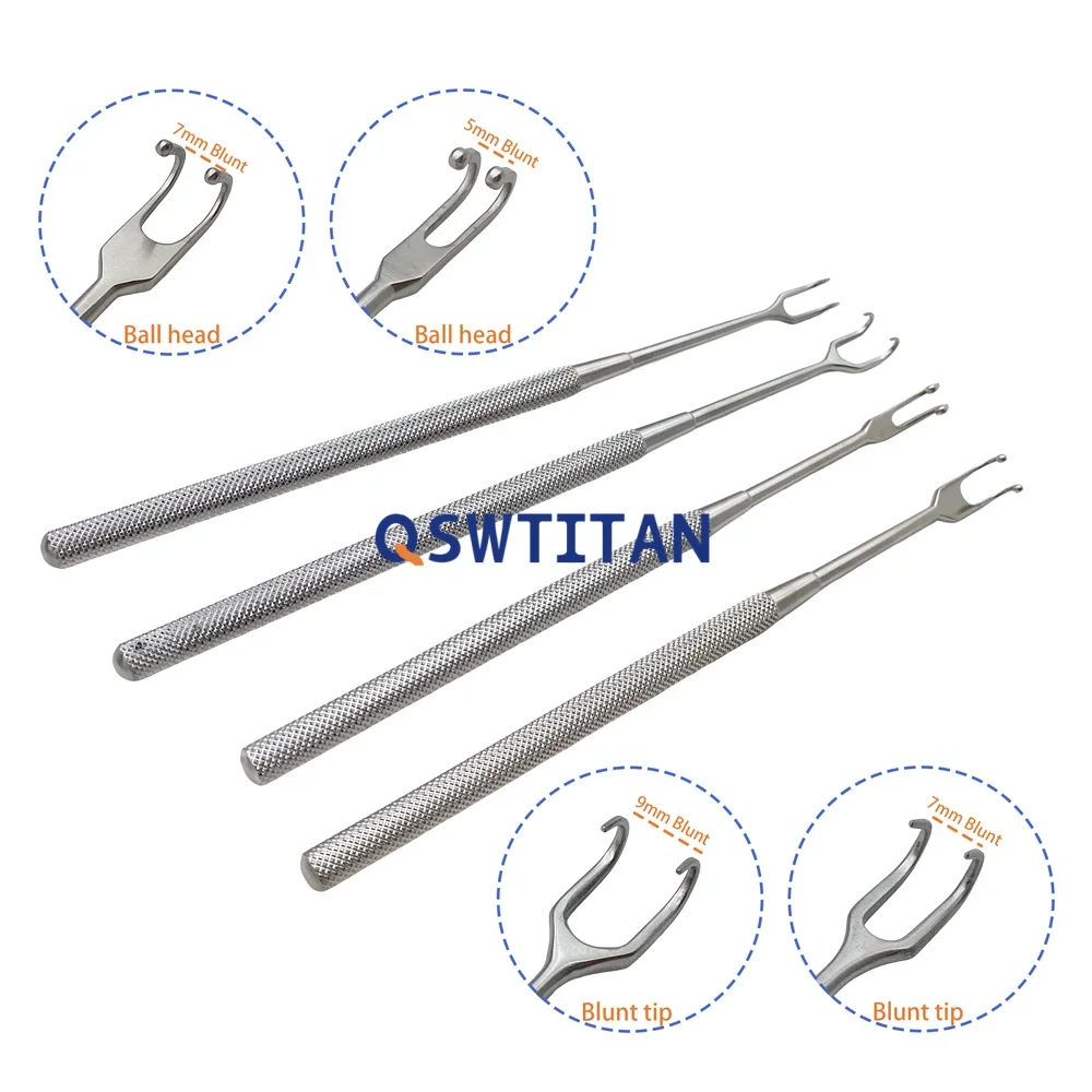 Retractores de microcirugía de doble piel con gancho de tracción, instrumentos quirúrgicos de plástico, acero inoxidable