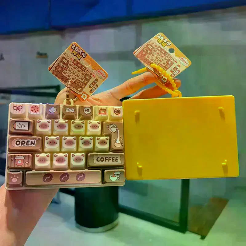 26-key Cat Pudding Decompression Color Keyboard Cartoon Clicker Backpack Pendant Mobile Phone Car Key Chain Home Decoration