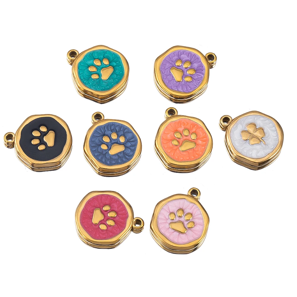 8 stuks goudkleurig roestvrij staal emaille hart oog zon ster ronde charme hangers DIY oorbellen ketting sieraden maken benodigdheden
