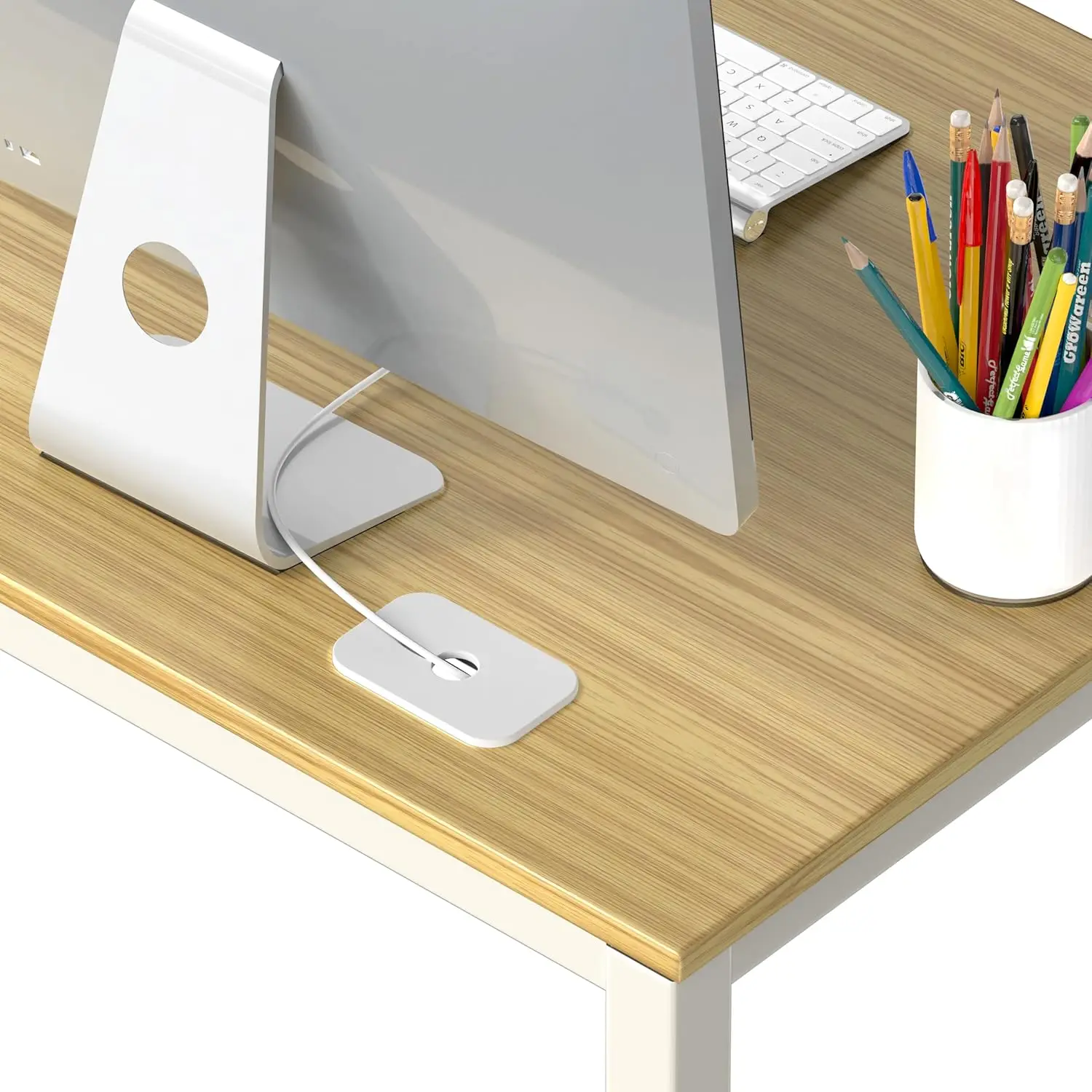 مكتب كمبيوتر مكتبي من خشب البلوط 48 بوصة - درجة تجارية، محطة عمل واسعة لبيئات العمل #6