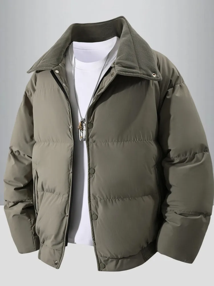 

Новая зимняя мужская утепленная хлопковая куртка 2025 года: теплая верхняя одежда для молодежи, универсальное пальто в городском стиле с воротником-стойкой и длинными рукавами