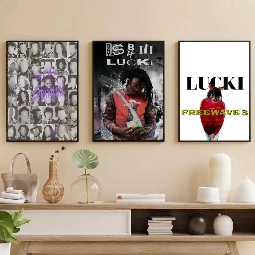 

Rapper L-LUCKI Poster Self-adhesive Art Waterproof Paper Sticker Coffee House Bar Room