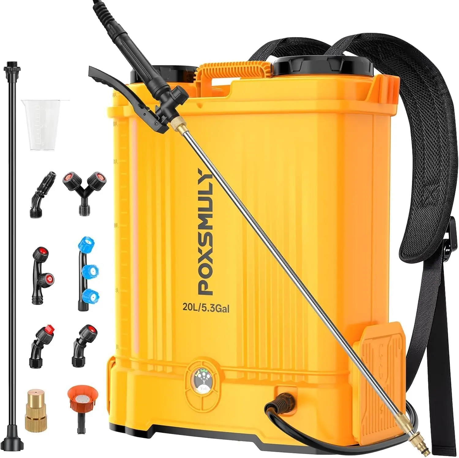 Battery Powered Backpack Sprayer 5.3 Gallon 100 PSI Electric Weed Sprayer Yard Garden Sprayer Telescopic Wand 7 Nozzles 20v