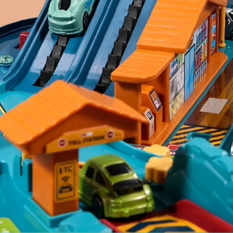Parking de construction voiture ferroviaire électrique roue chaude voiture piste jouet aventure course Rail véhicules jeux enfant voiture jouet enfants jouets