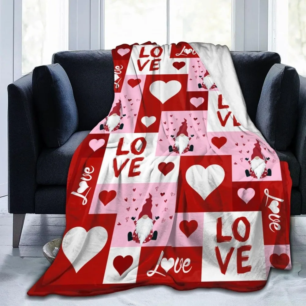 Heart Print,Soft Warm Cute Fleece Blankets for Lover Mom Father Gifts,Washable Lightweight Fuzzy Blanket