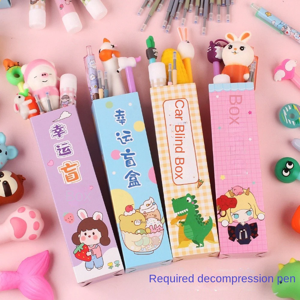 Cartoon Stationery Surprise Blind Box Stationery Decompression pen Neutral Pen Blind Box Style Random Lucky Pen Blind Box