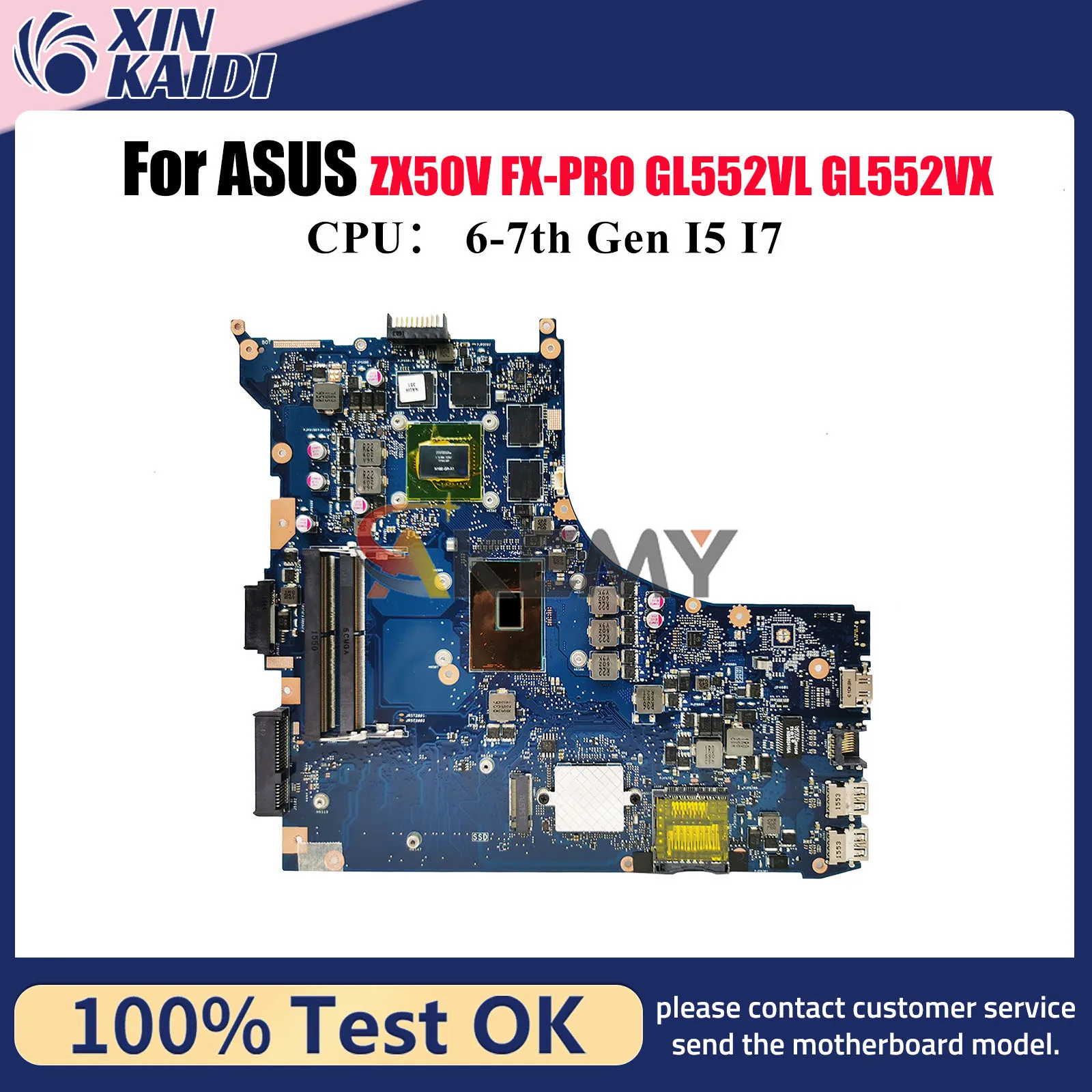 

GL552VL Laptop Motherboard For ASUS ROG GL552V FX-PRO GL552VXK ZX50V GL552VX Notebook Mainboard With I5 I7 CPU 100% tests OK stk